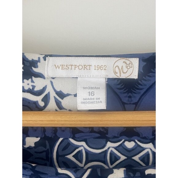 Westport 1962 Classy‎ Blue Print Shift Dress Size 16W 1X Spring Summer Plus Size - Picture 4 of 7